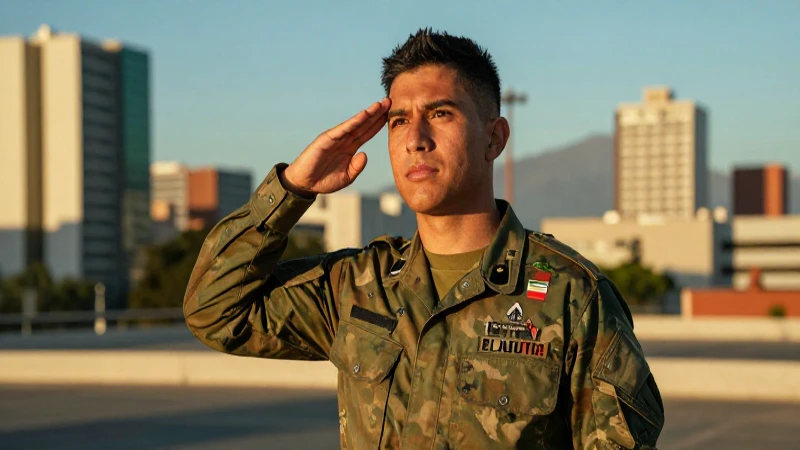 Joven militar mexicano en retrato urbano de alta calidad