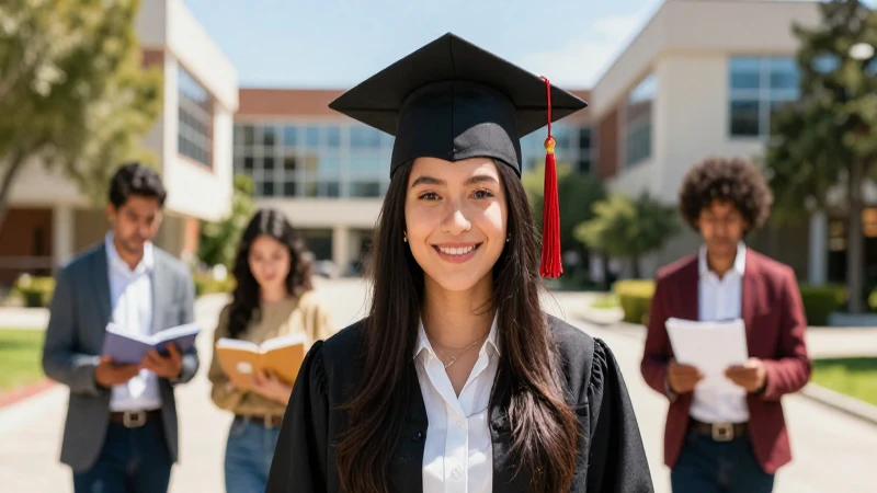 Joven mexicano celebra graduación en campus moderno