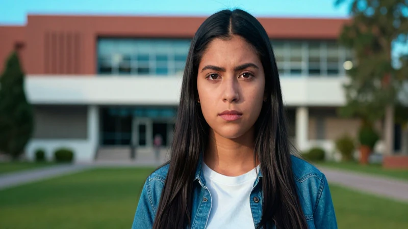 Joven mexicana determinada en campus moderno