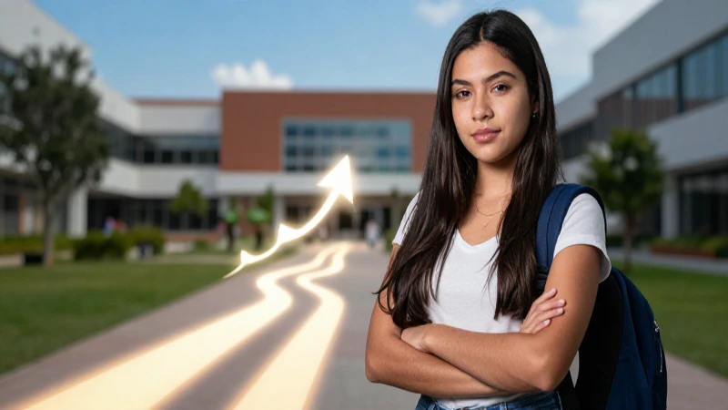 Joven estudiante mexicana, progreso académico visual