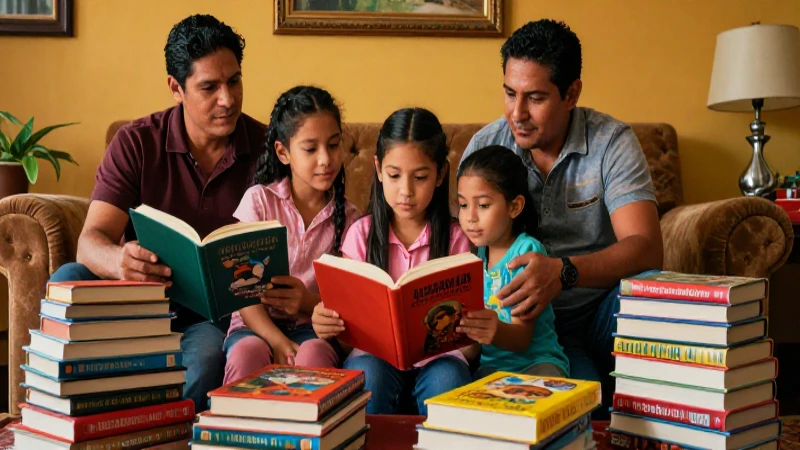 Familia mexicana leída en ambiente íntimo