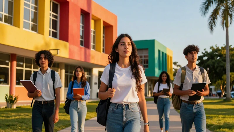 Estudiante mexicano en campus moderno y vibrante