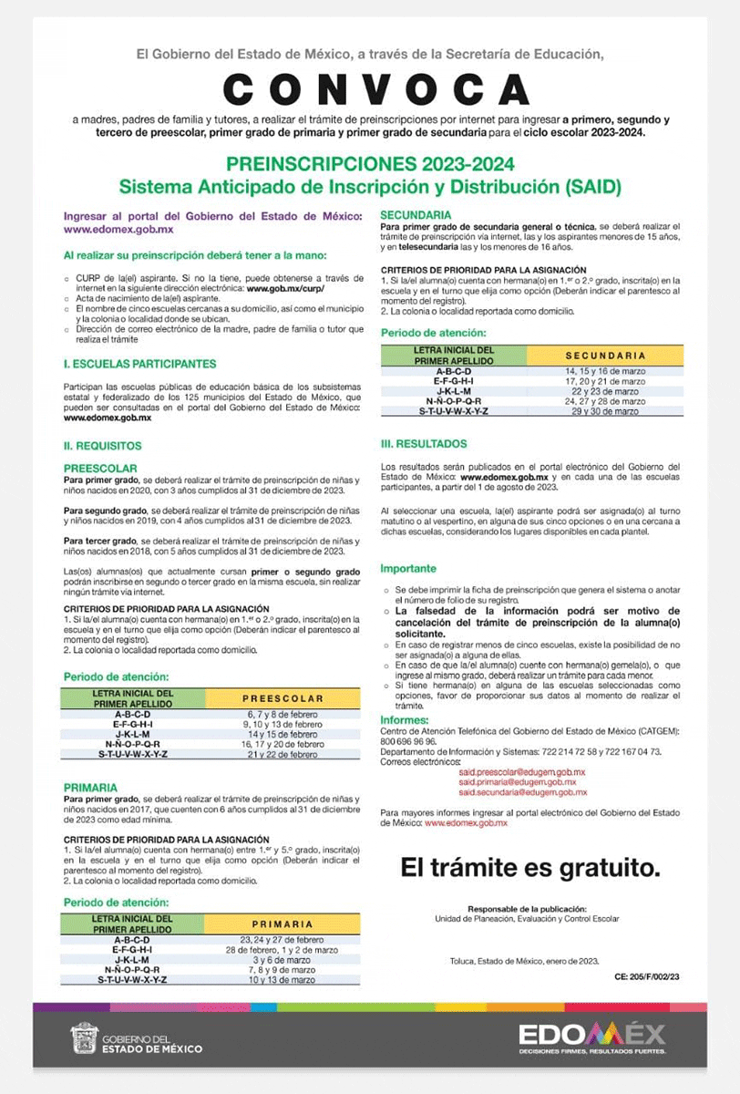 Inicio de preinscripciones para secundaria en el Estado de México
