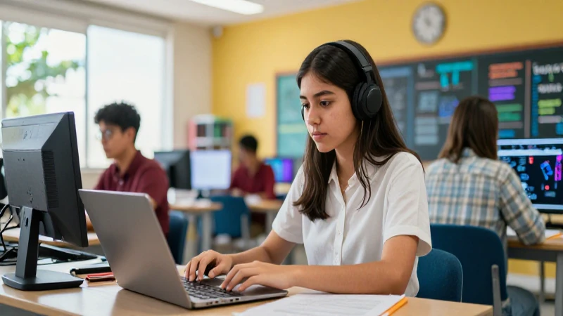 Estudiante moderno en aula para preinscripción