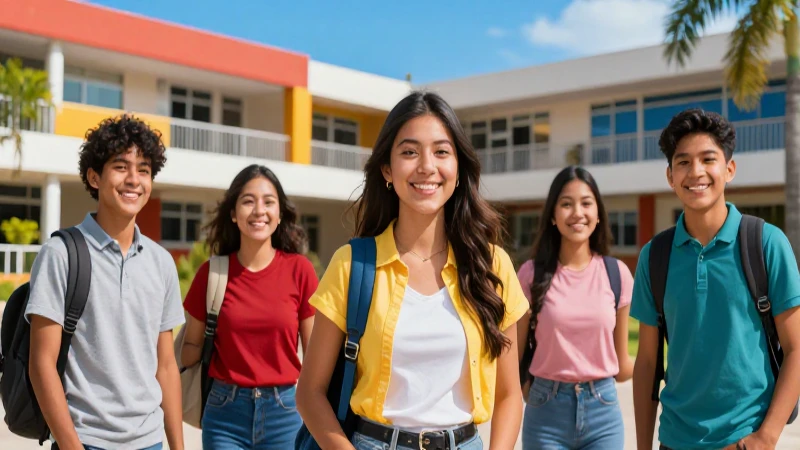 Educación: estudiantes mexicanos en campus moderno