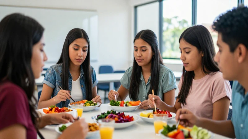 Estudiantes mexicanos comen sano en clase