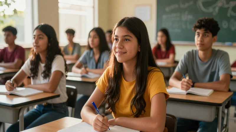 Estudiantes mexicanos vibrantes con luz dorada