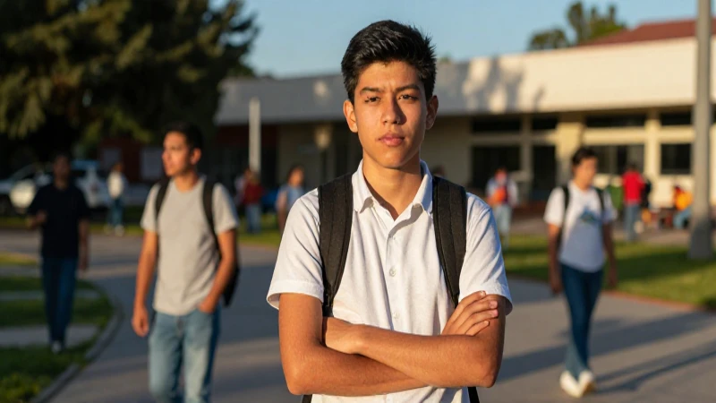 Estudiante mexicano exitoso y seguro en el campus