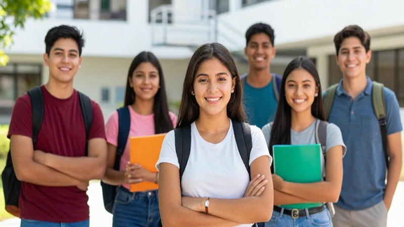 Estudiante mexicano sonriente, foto profesional de campus