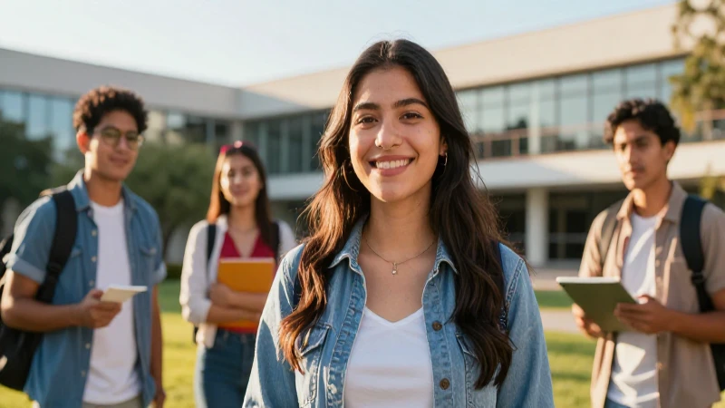 Estudiante mexicano aspirante con luz dorada vibrante