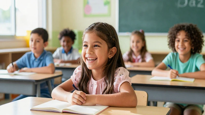Niños mexicanos felices en una clase soleada