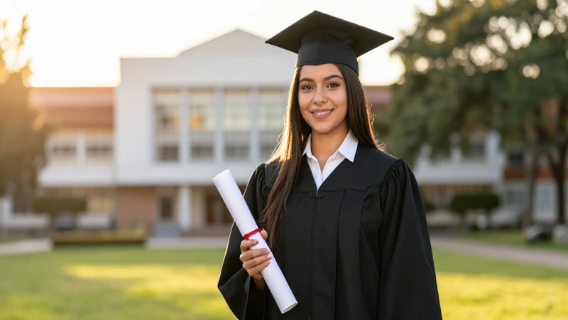 Estudiante mexicano celebrando logro en campus