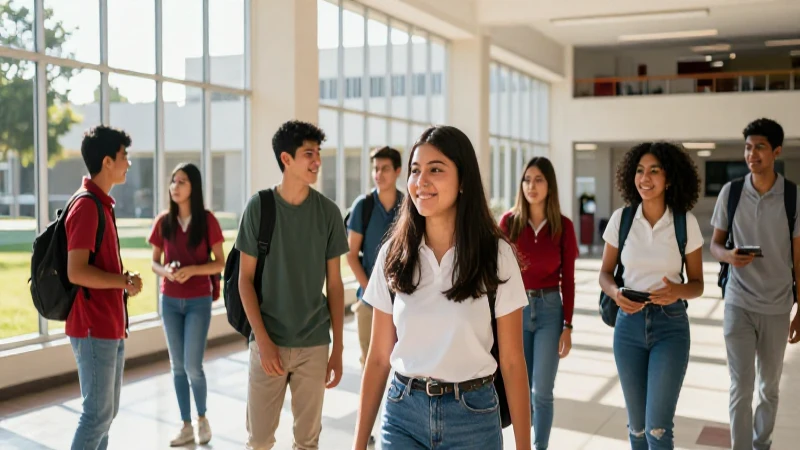 Jóvenes mexicanos en campus universitario moderno y vibrante