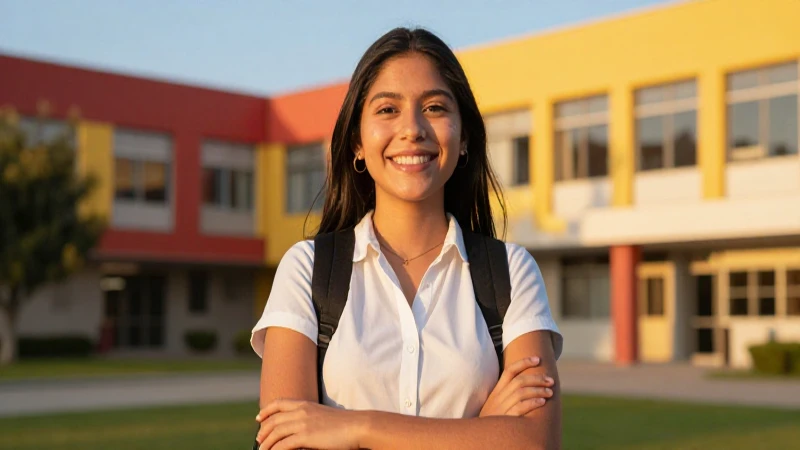 Estudiante mexicano sonriente en campus universitario