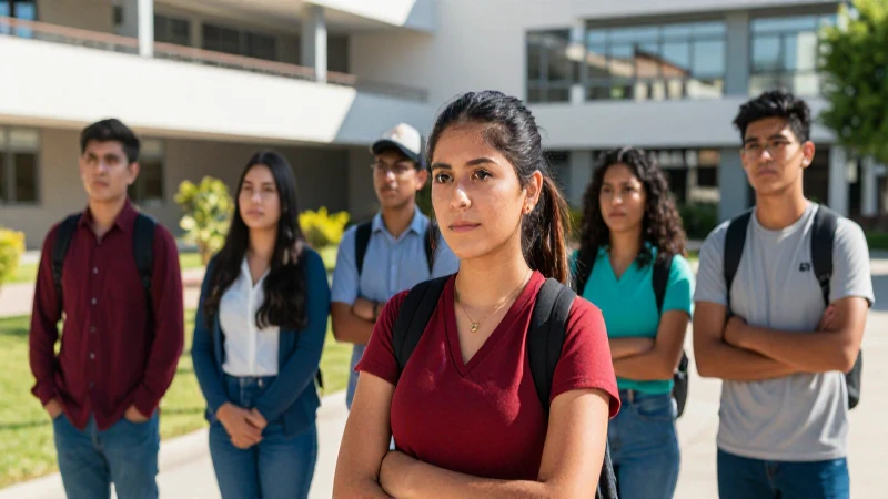 Estudiantes mexicanos en campus moderno