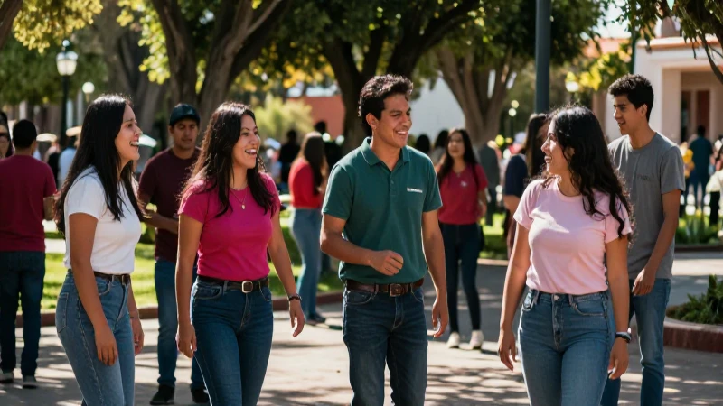 Jóvenes mexicanos diversos en un parque soleado