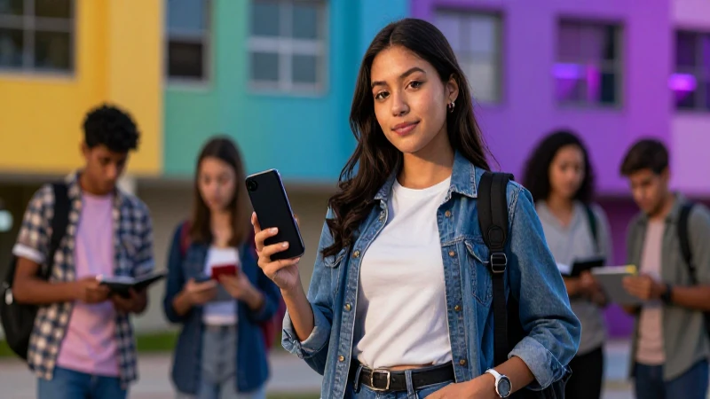 Estudiante mexicano moderno en campus