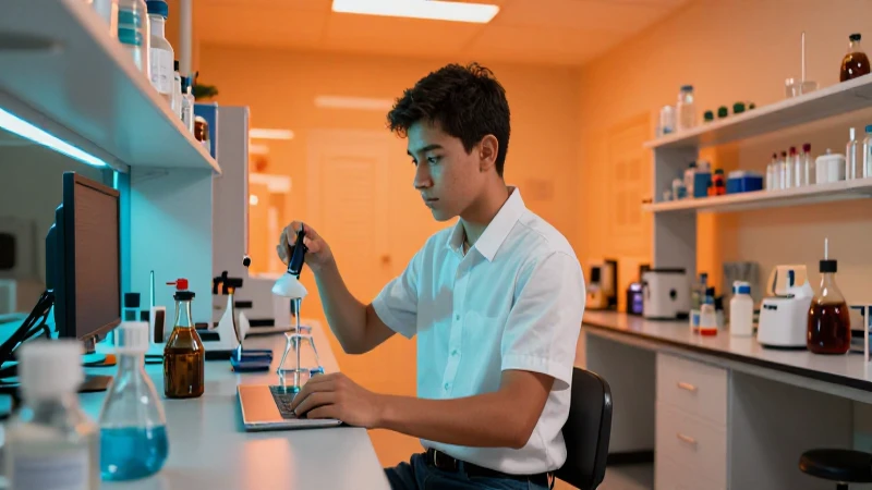 Estudiante mexicano en laboratorio, alta definición