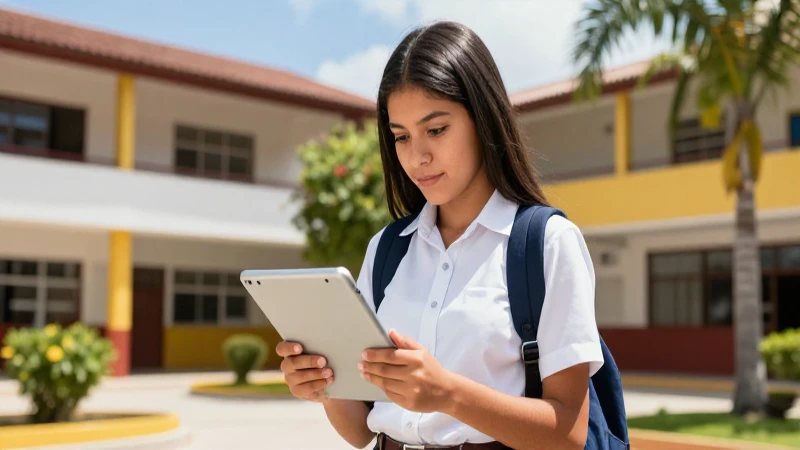 Estudiante mexicano en Conalep con enfoque digital