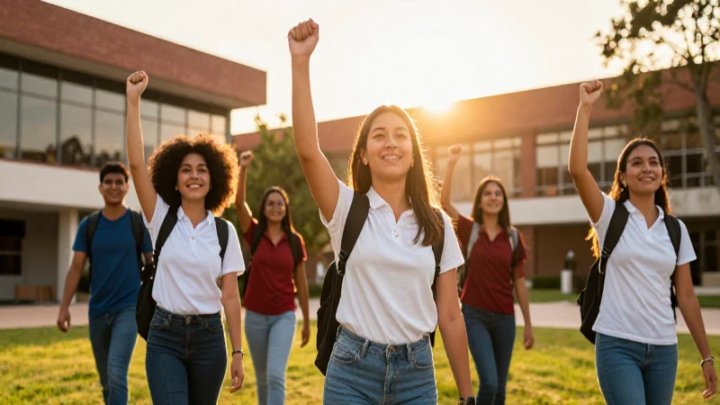 Estudiante mexicano celebra en campus universitario