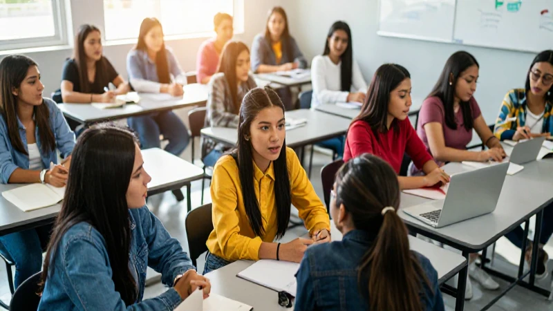 Estudiantes mexicanos diversos en aula vibrante