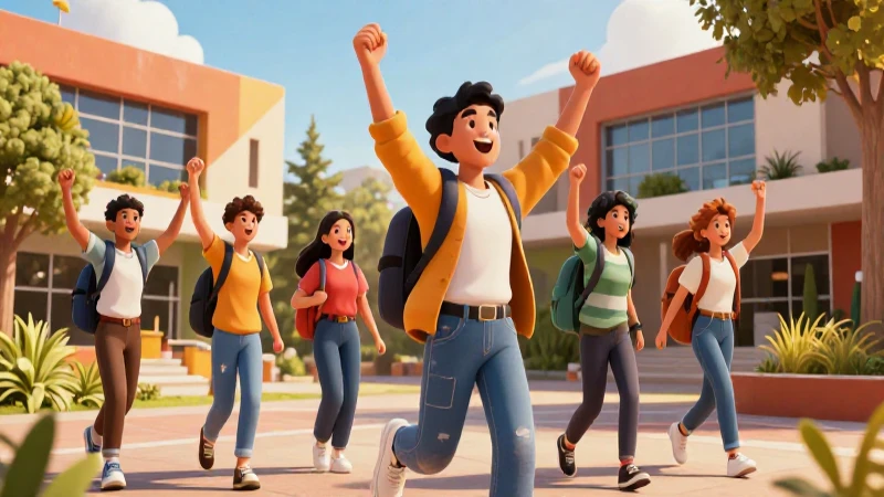 Estudiante mexicano exitoso en un campus vibrante