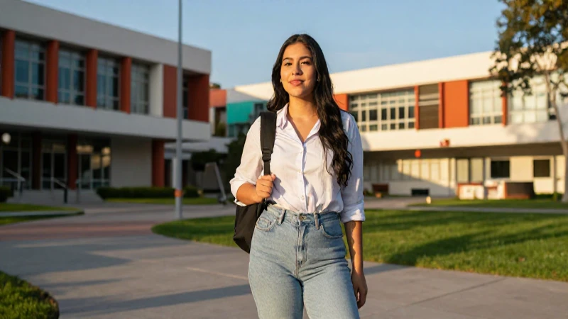 Estudiante mexicano en campus, luz cinematográfica