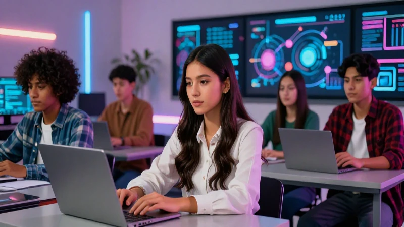 Estudiantes mexicanos en aula de alta tecnología