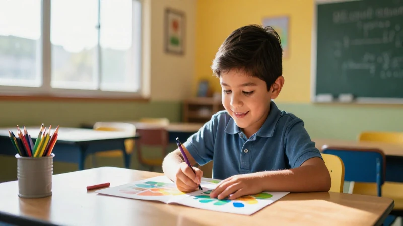 Niño mexicano feliz aprende bajo luz dramática
