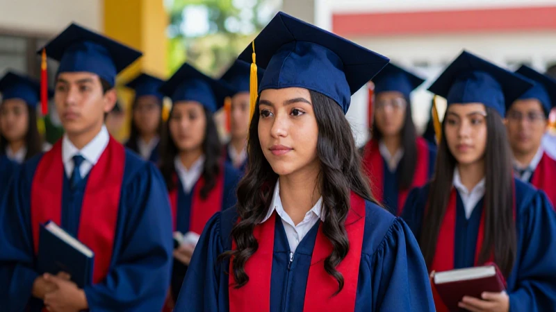 Estudiante mexicana celebra su graduación vibrante