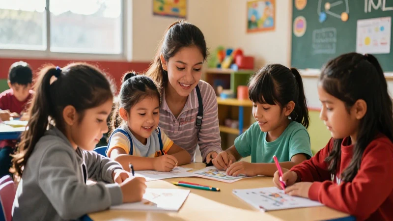 Niños mexicanos felices aprenden en un aula vibrante