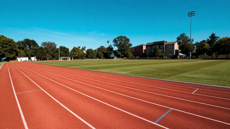 Pista de carrera moderna vibrante bajo el sol