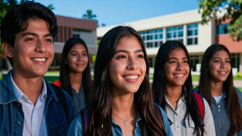 Estudiante mexicano sonriente en campus moderno