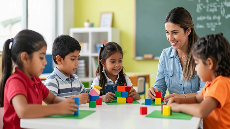 Niños mexicanos aprenden en aula colorida y brillante