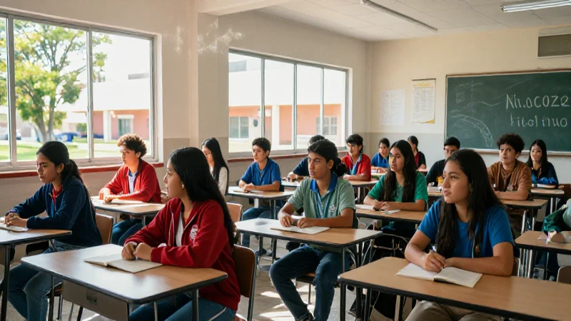 Estudiantes mexicanos en un aula luminosa