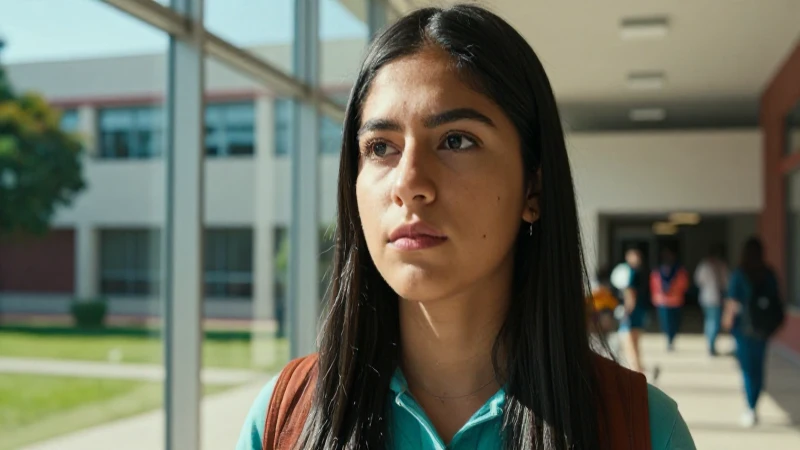 Estudiante mexicano determinado en campus soleado
