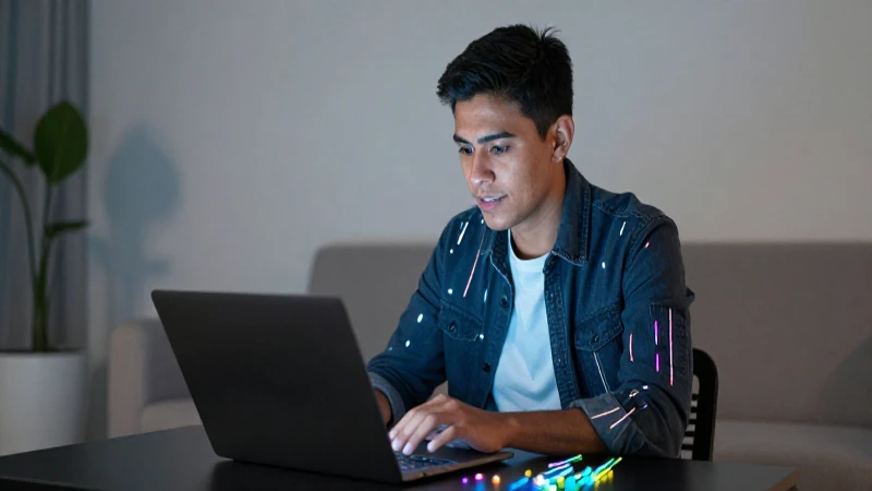 Joven profesional mexicano trabaja frente a una laptop