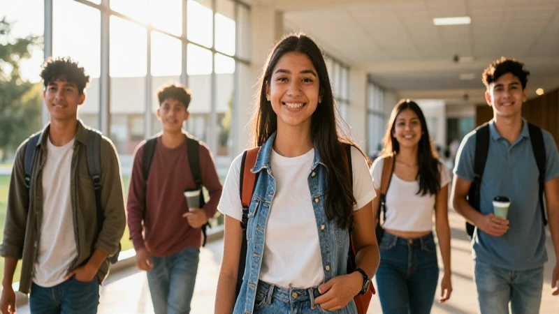 Estudiantes mexicanos sonriendo en campus universitario