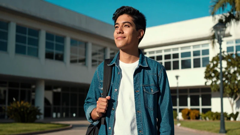 Estudiante mexicano universitario exitoso con futuro brillante