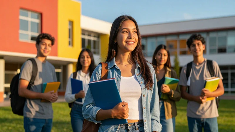 Joven mexicano en campus vibrante y cinemático
