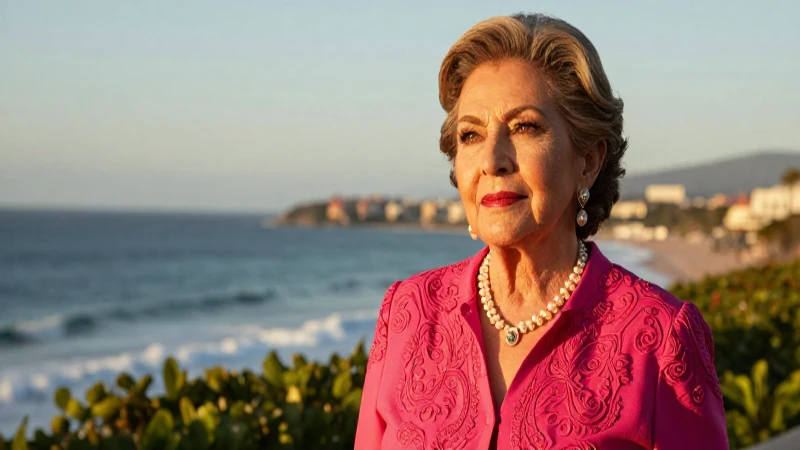 Mujer mexicana elegante con vista costera al atardecer