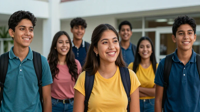 Estudiantes mexicanos motivados en campus moderno