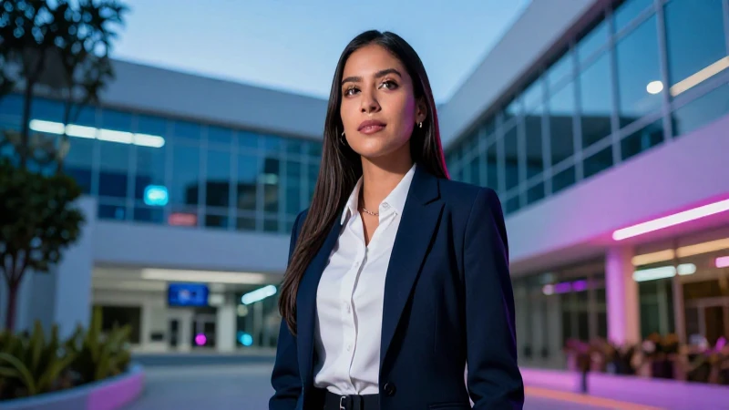Mujer mexicana estudia en moderno campus