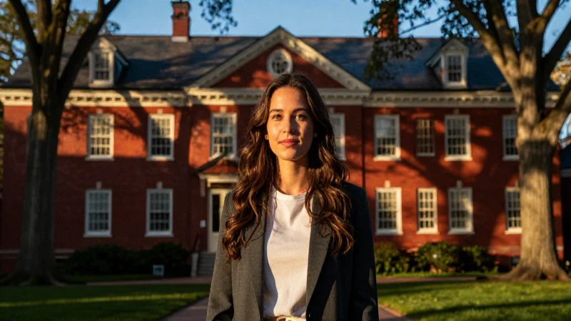 Estudiante atractivo en Harvard, luz cinematográfica dorada