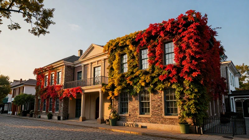 Arquitectura colonial elegante en otoño