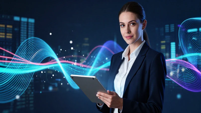 Profesional moderno con datos digitales vibrantes