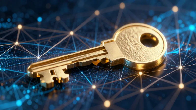 Clave digital en red financiera azul y oro