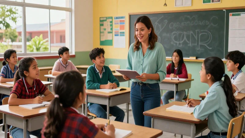 Aula mexicana vibrante con estudiantes entusiastas