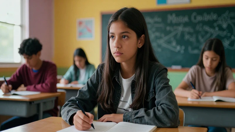 Joven estudiante mexicano en aula dinámica