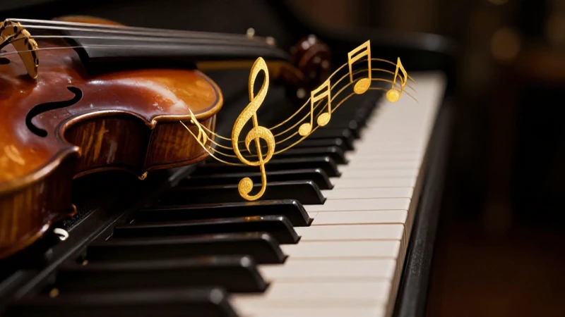 Notas doradas transforman música en piano vibrante